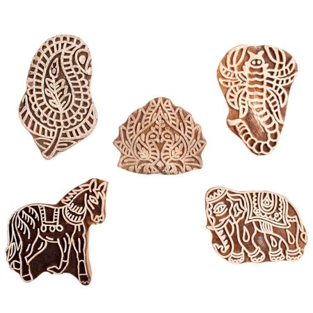Set of 5 Piece New Mix Wooden Printing Block